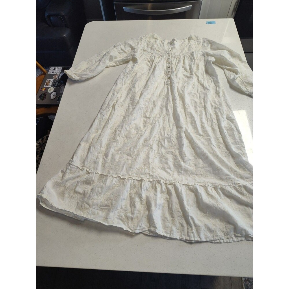 Eileen West Cream Long Cotton Nightgown